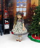 Log Cabin Christmas - dress, hat, socks & shoes for Little Darling Doll or 33cm BJD