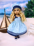 Love Anchor - dress, hat & sandals for Little Darling Doll or 33cm BJD