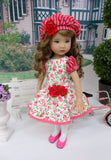 Lovely Floral - dress, beret, tights & shoes for Little Darling Doll or other 33cm BJD