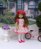 Lovely Floral - dress, beret, tights & shoes for Little Darling Doll or other 33cm BJD