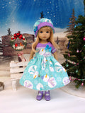Magic Snowman - dress, hat, tights & shoes for Little Darling Doll or 33cm BJD