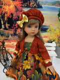 Maple Leaves - dress, jacket, beret, tights & shoes for Little Darling Doll or 33cm BJD