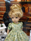 Meadow Plaid - dress & apron ensemble with tights & shoes for Little Darling Doll or 33cm BJD