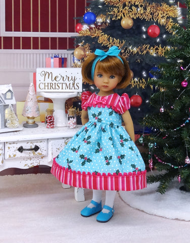 Merry & Bright - dress, tights & shoes for Little Darling Doll or other 33cm BJD
