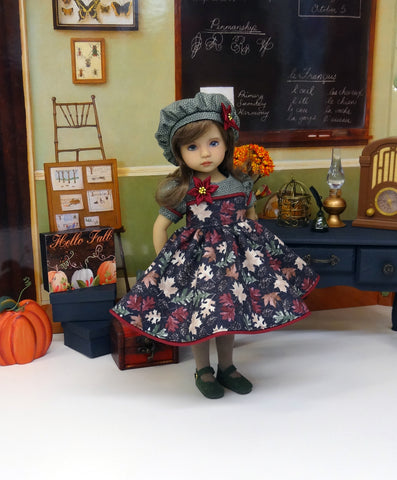 Midnight Autumn - dress, hat, tights & shoes for Little Darling Doll or 33cm BJD