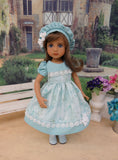 Misty Meadow - dress, hat, tights & shoes for Little Darling Doll or 33cm BJD