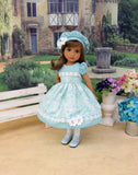 Misty Meadow - dress, hat, tights & shoes for Little Darling Doll or 33cm BJD