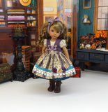 Mountain Wildflowers - dirndl ensemble with tights & boots for Little Darling Doll or 33cm BJD