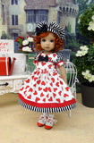 My Heart - dress, hat, socks & shoes for Little Darling Doll or 33cm BJD