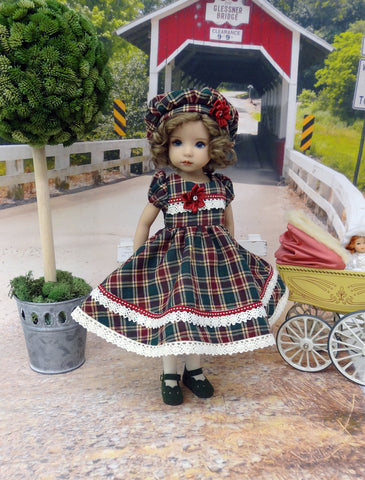 New England Plaid - dress, hat, tights & shoes for Little Darling Doll or 33cm BJD