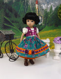 Oktoberfest - dirndl ensemble with tights & boots for Little Darling Doll or 33cm BJD