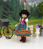 Oktoberfest - dirndl ensemble with tights & boots for Little Darling Doll or 33cm BJD