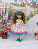 Paisley Peacock - dress, tights & shoes for Little Darling Doll or 33cm BJD