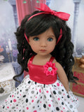 Party Polka Dots - dress, slip, tights & shoes for Little Darling Doll or 33cm BJD