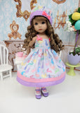 Pastel Easter - dress, hat, tights & shoes for Little Darling Doll or 33cm BJD