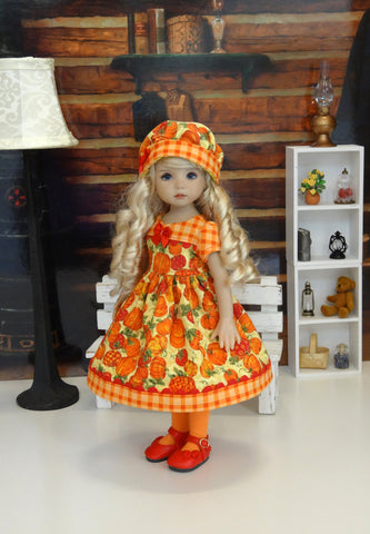 Patchwork Pumpkin - dress, hat, tights & shoes for Little Darling Doll