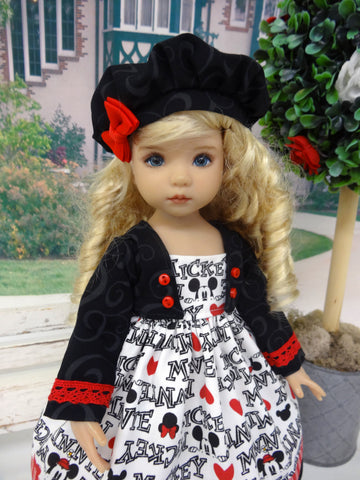 Peek A Boo Mickey - dress, jacket, hat, socks & shoes for Little Darling Doll or 33cm BJD