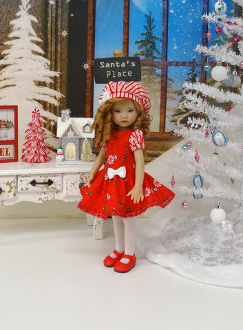 Peppermint & Holly - dress, beret, tights & shoes for Little Darling Doll or other 33cm BJD