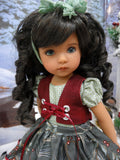 Pine Berries - dirndl ensemble with tights & shoes for Little Darling Doll or 33cm BJD