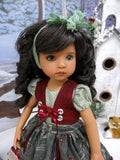 Pine Berries - dirndl ensemble with tights & shoes for Little Darling Doll or 33cm BJD
