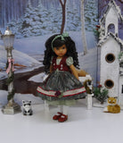 Pine Berries - dirndl ensemble with tights & shoes for Little Darling Doll or 33cm BJD