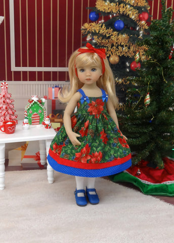 Pinecones & Poinsettias - dress, tights & shoes for Little Darling Doll or 33cm BJD