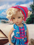 Playful Flamingo - romper, kerchief, socks & shoes for Little Darling Doll or 33cm BJD