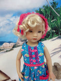 Playful Flamingo - romper, kerchief, socks & shoes for Little Darling Doll or 33cm BJD