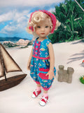 Playful Flamingo - romper, kerchief, socks & shoes for Little Darling Doll or 33cm BJD