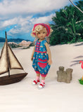 Playful Flamingo - romper, kerchief, socks & shoes for Little Darling Doll or 33cm BJD