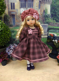 Plum Plaid - dress, hat, tights & shoes for Little Darling Doll or 33cm BJD