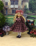 Plum Plaid - dress, hat, tights & shoes for Little Darling Doll or 33cm BJD