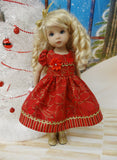 Poinsettia Splendor Ruby - dress, tights & shoes for Little Darling Doll or 33cm BJD