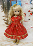 Poinsettia Splendor Ruby - dress, tights & shoes for Little Darling Doll or 33cm BJD