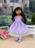 Pretty Columbine - dress, hat, tights & shoes for Little Darling Doll or 33cm BJD