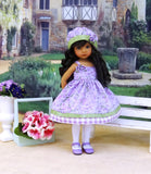 Pretty Columbine - dress, hat, tights & shoes for Little Darling Doll or 33cm BJD