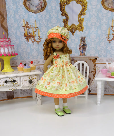 Pretty in Peach - dress, hat, socks & shoes for Little Darling Doll or 33cm BJD