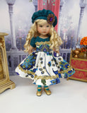 Pretty Peacock - dress, hat, tights & shoes for Little Darling Doll or 33cm BJD