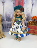 Pretty Peacock - dress, hat, tights & shoes for Little Darling Doll or 33cm BJD
