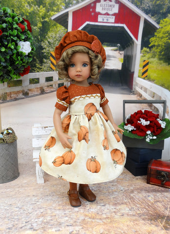 Pumpkin Pie - dress, beret, tights & shoes for Little Darling Doll or other 33cm BJD