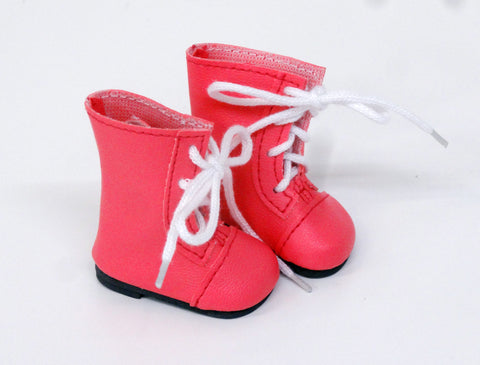 Lace Up Boots - Punch Pink