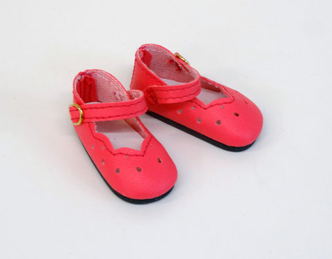 Scallop Mary Jane Shoes - Punch Pink