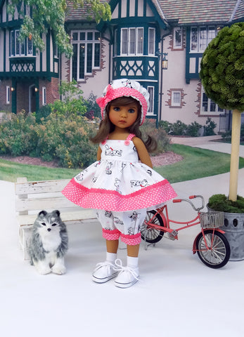 Puppy Love - babydoll top, bloomers, hat, socks & tennis shoes for Little Darling Doll or 33cm BJD