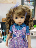 Purple Paisley - dress, blouse, socks & shoes for Little Darling Doll or 33cm BJD