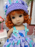 Raining & Pouring - dress, hat, tights & shoes for Little Darling Doll or 33cm BJD