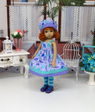 Raining & Pouring - dress, hat, tights & shoes for Little Darling Doll or 33cm BJD