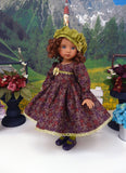 Raisin Bouquet - dress, hat, tights & shoes for Little Darling Doll or 33cm BJD