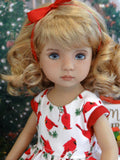 Red Cardinal - dress, tights & shoes for Little Darling Doll or 33cm BJD