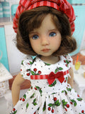 Red Cherries - dress, hat, socks & shoes for Little Darling Doll or 33cm BJD