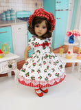 Red Cherries - dress, hat, socks & shoes for Little Darling Doll or 33cm BJD